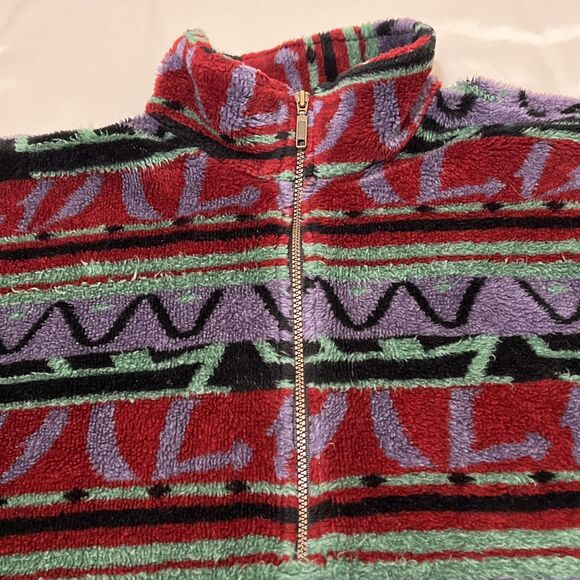 Vintage Tsunami Half Zip Fleece Sweater Aztec Pattern Hiking Men's Size L Toggle - Picture 1 of 14
